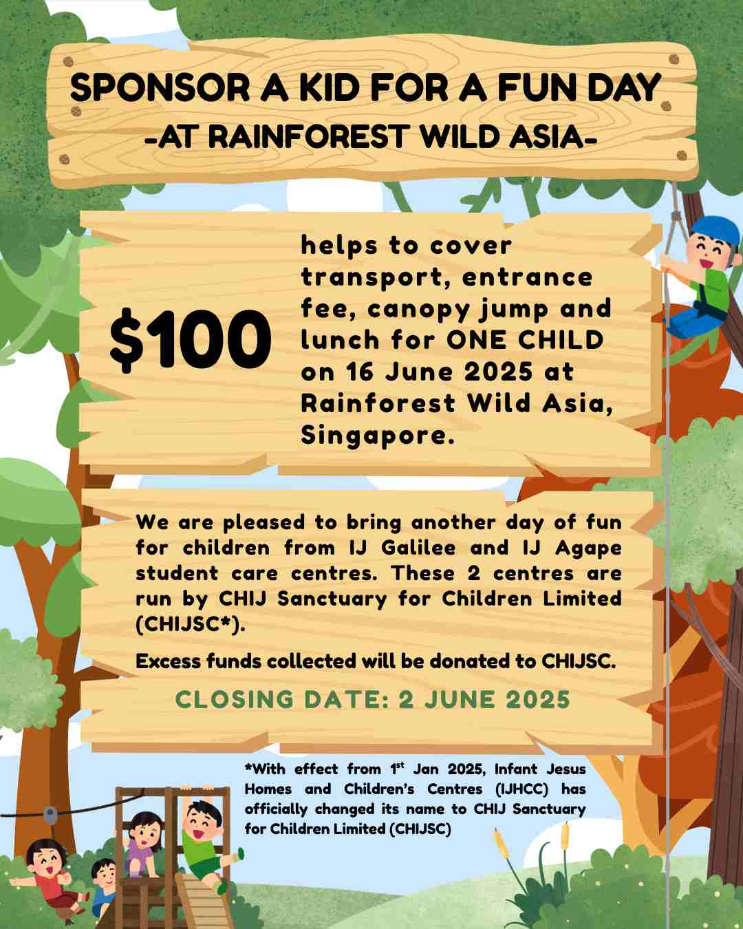 Sponsor a Kid for a Fun Day at Rainforest Wild Asia!